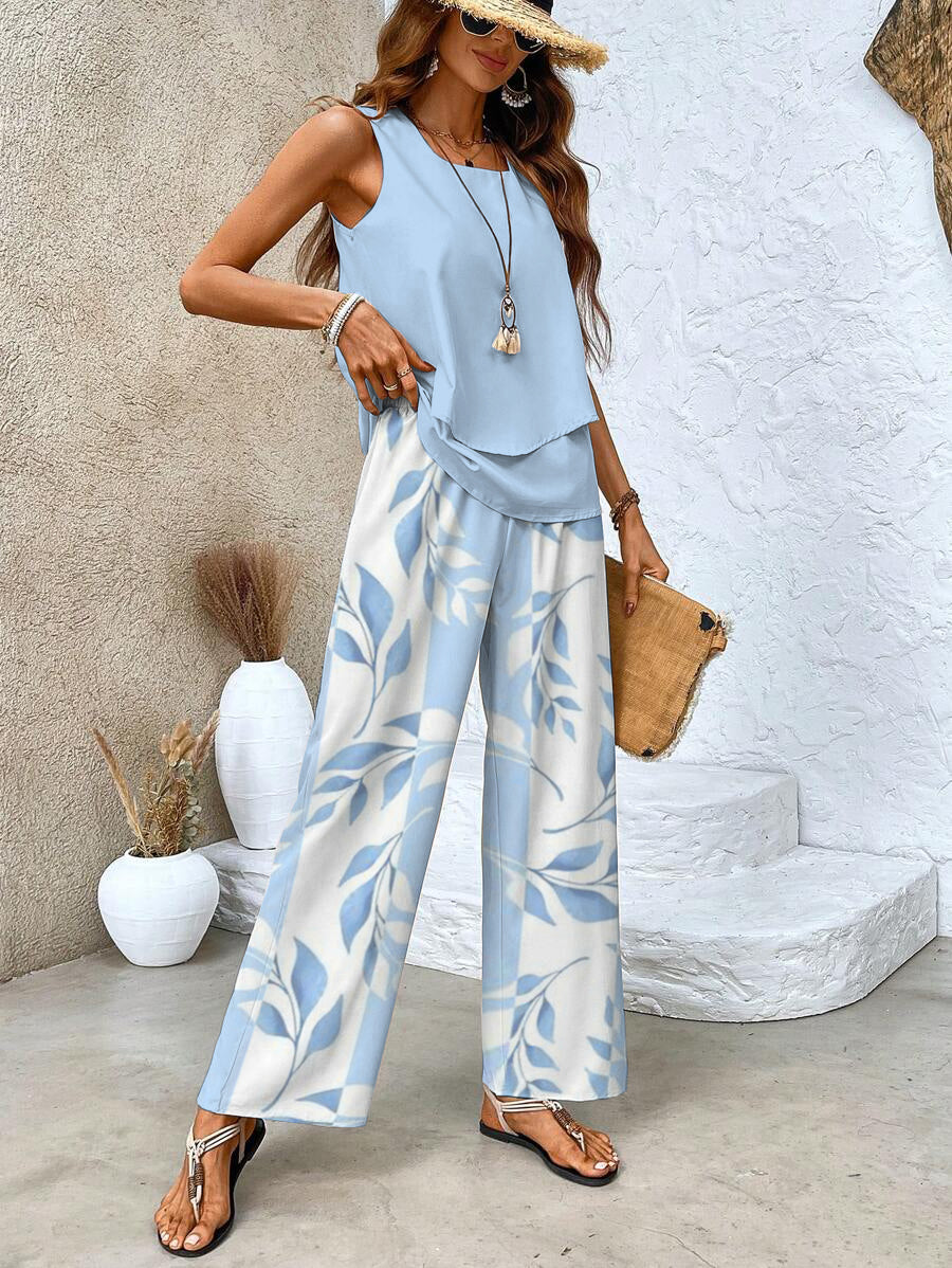 Ann – Printed Wide-Leg Two Piece Set