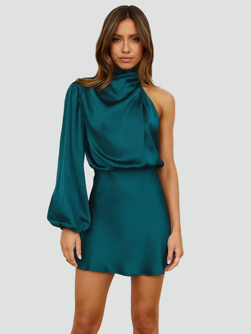 Fern – Satin-Look One Shoulder Cocktail Mini Dress