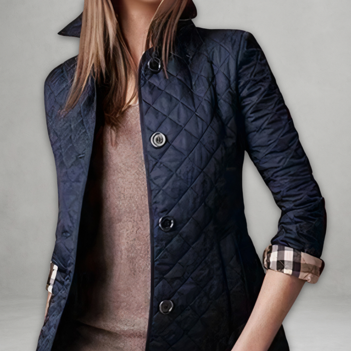 Rhea – Diamond-Quilted Collared Jacket for Women