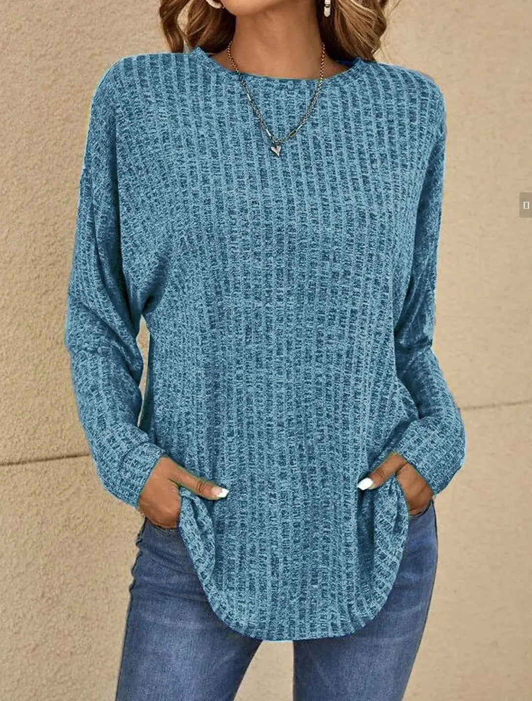 Annie – Waffle-Textured Long Sleeve Top