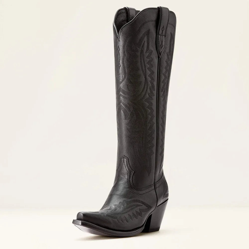 Bottes cowboy femme brodées bout pointu talon cubain tirette latérale