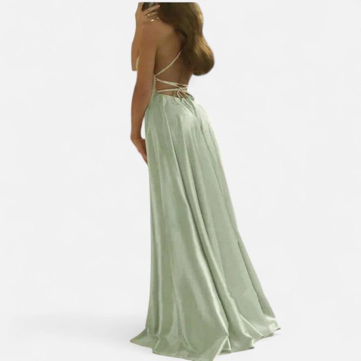 Matilda – Square Neck Tie-Back Formal Maxi Dress