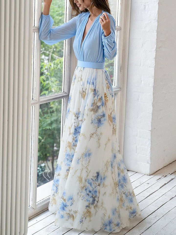 Henrietta | Floral V-Neck Flowy Maxi Dress