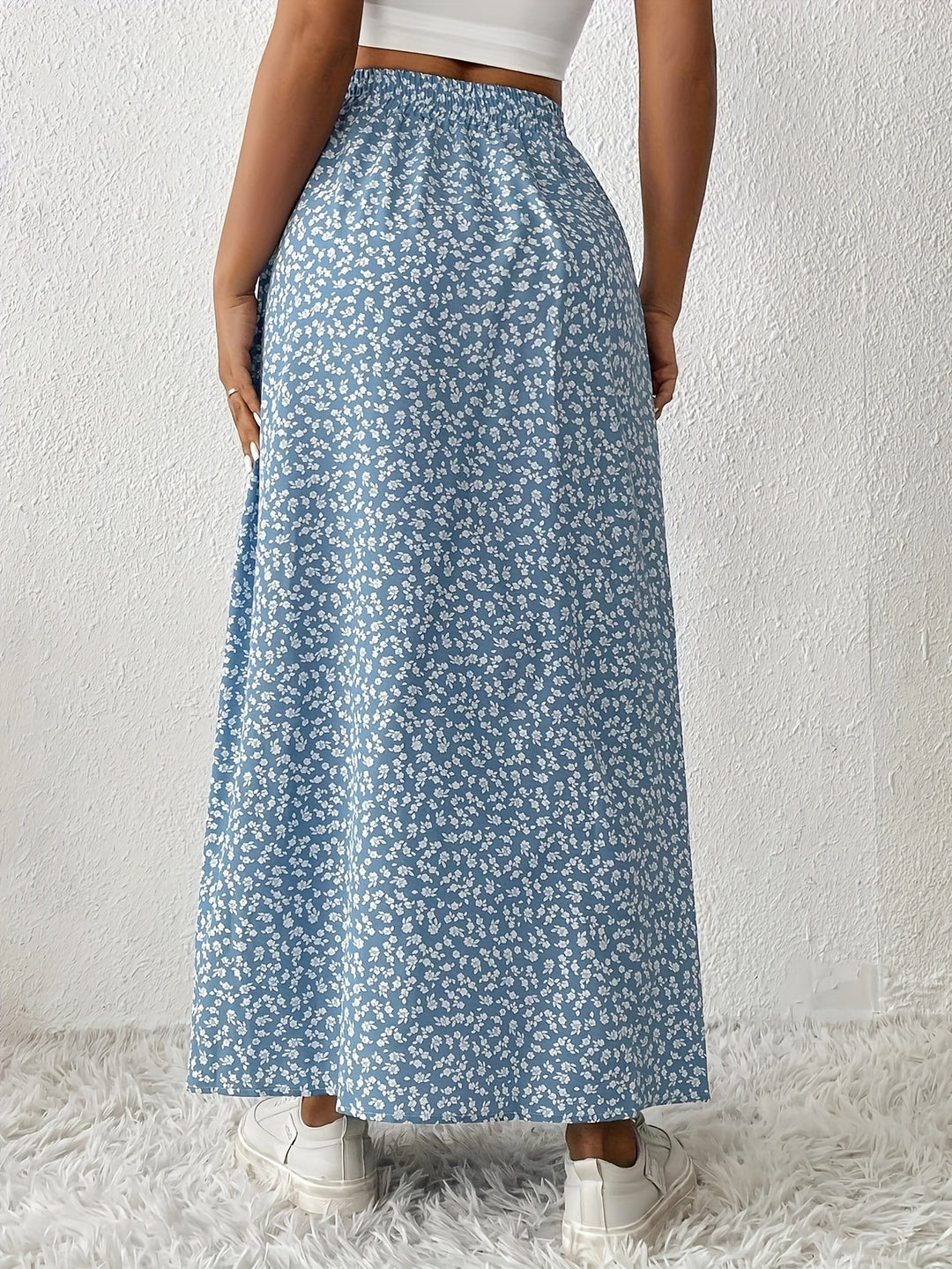 Tabitha – Ditsy Floral Maxi Skirt with Side Slit