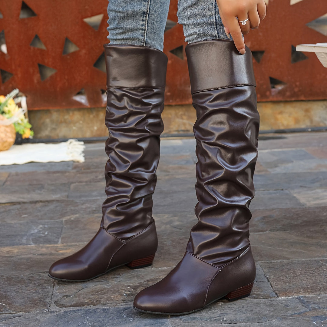 Carolina – Ruched Pull-On Over-the-Knee Boots for Women