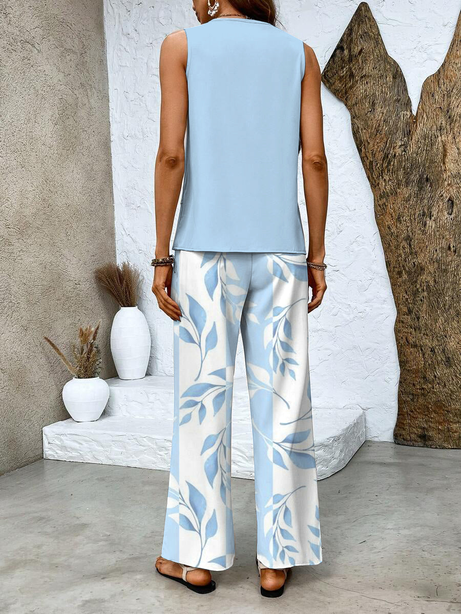 Ann – Printed Wide-Leg Two Piece Set