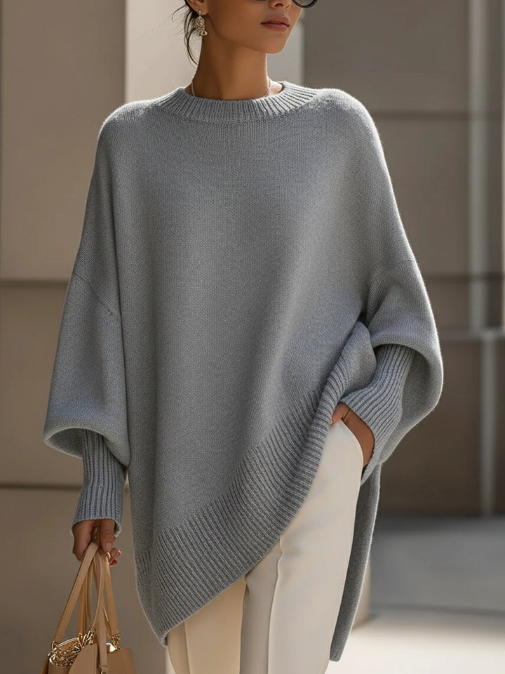 Karla – Oversized Poncho Sweater with Asymmetric Hem