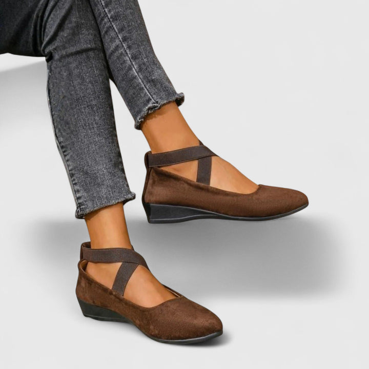 Sheila – Ballet Flats with Crossover Ankle Straps