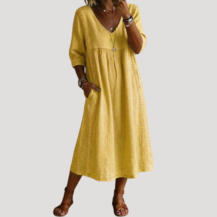Kara – Relaxed Half-Sleeve Casual Midi Dress
