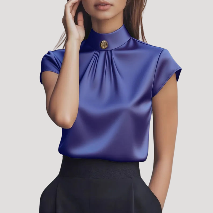 Marcia – High Neck Pleated Blouse