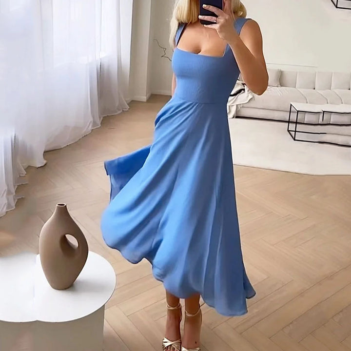 Hazel – Square-Neck Midi Dress for Wedding Guests