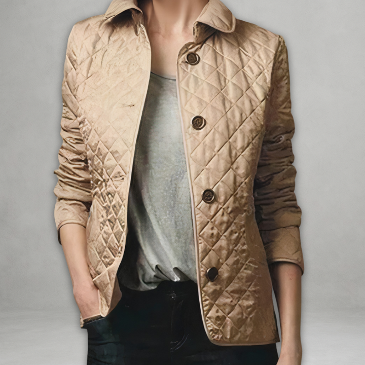 Rhea – Diamond-Quilted Collared Jacket for Women