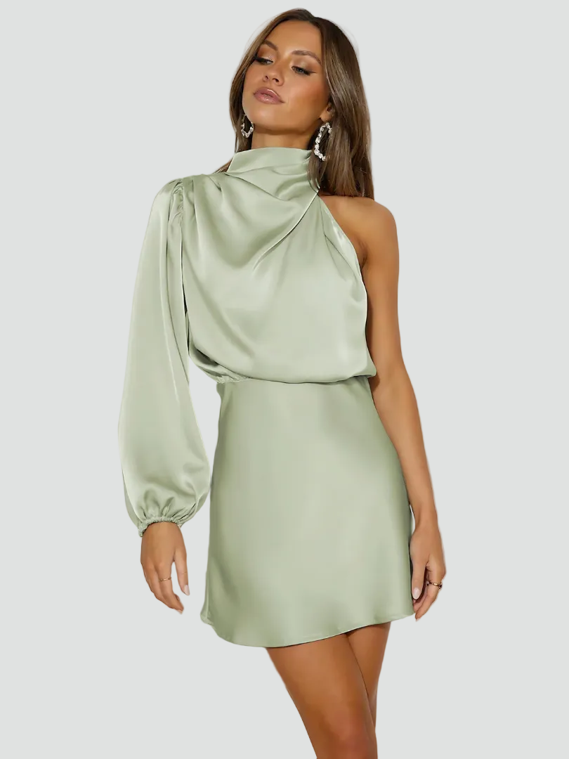 Fern – Satin-Look One Shoulder Cocktail Mini Dress