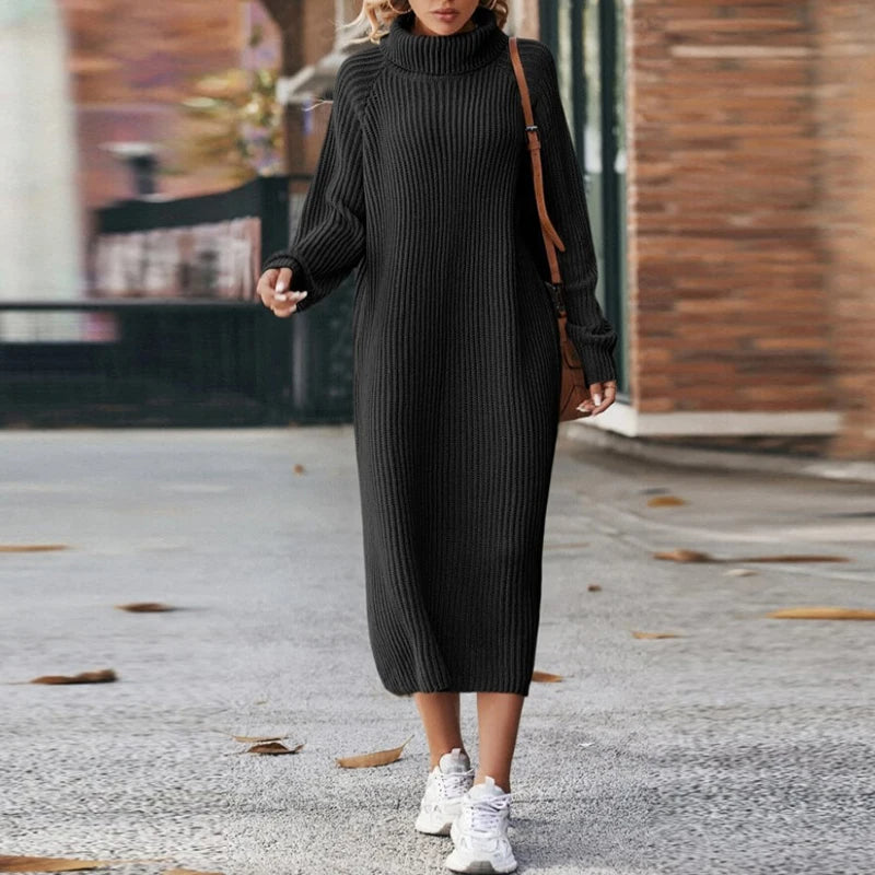 Raven – Turtleneck Maxi Sweater Dress for Women