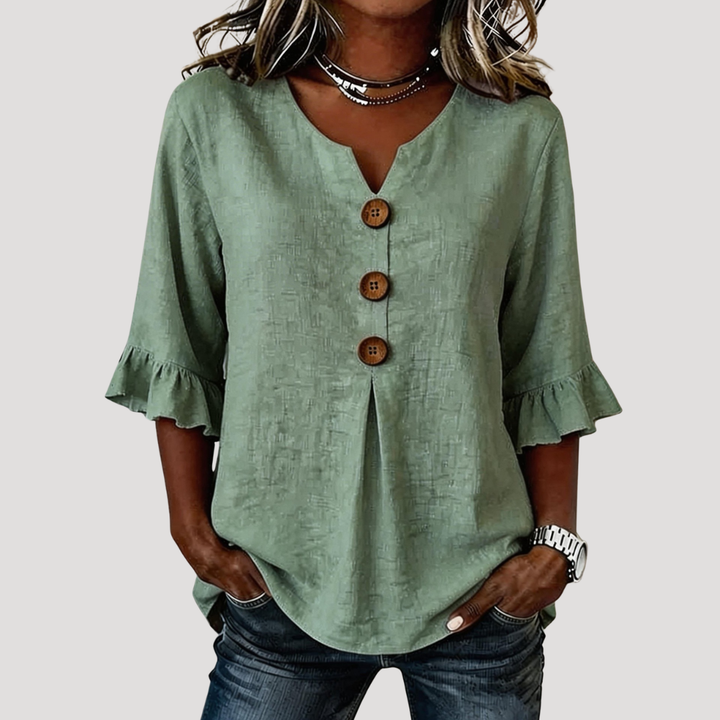Mara – Ruffle Sleeve Button Blouse