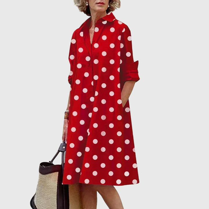 Eliza – Collared Midi Shirt Dress with Pockets