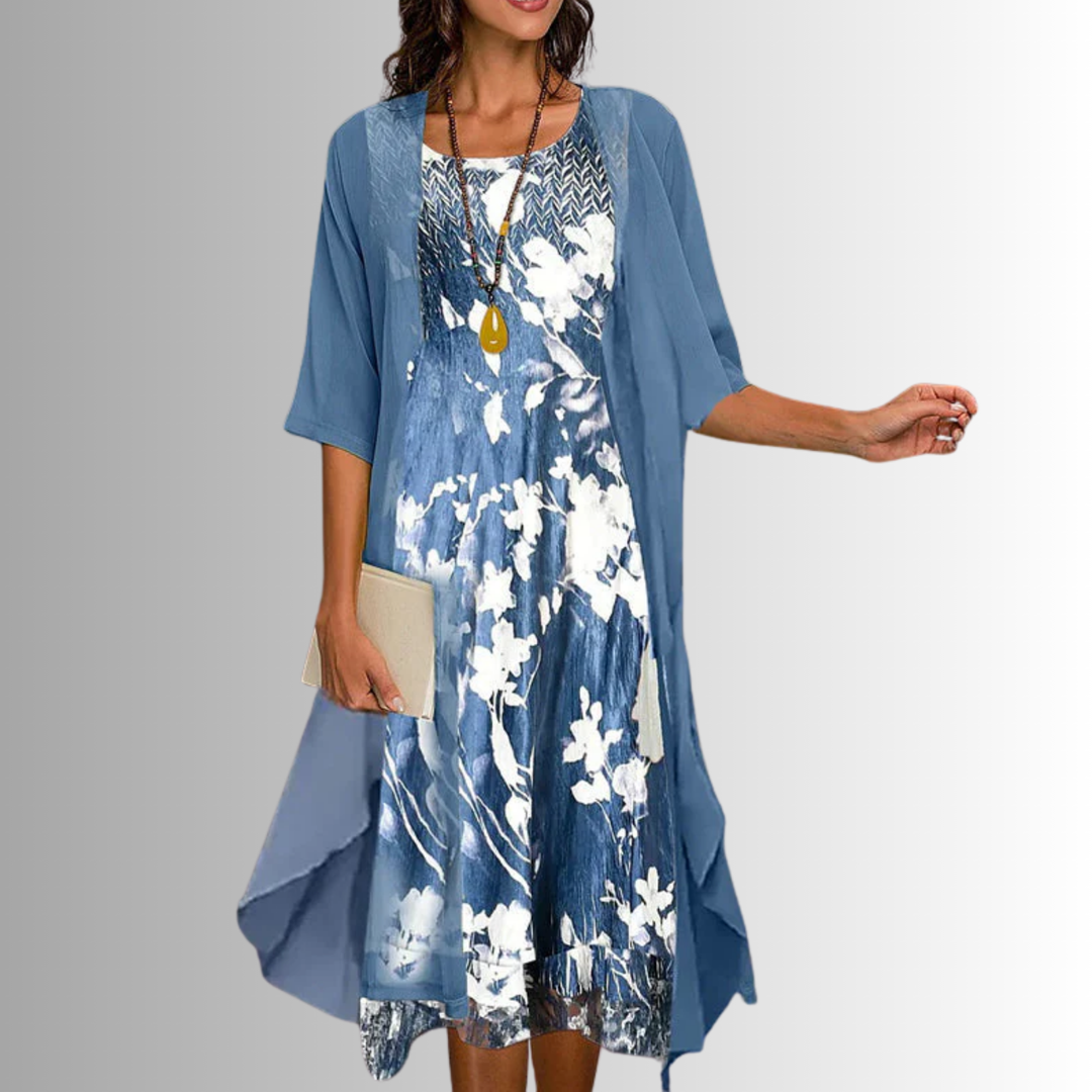 Helen – Printed Layered Midi Dress for Effortless Summer Style