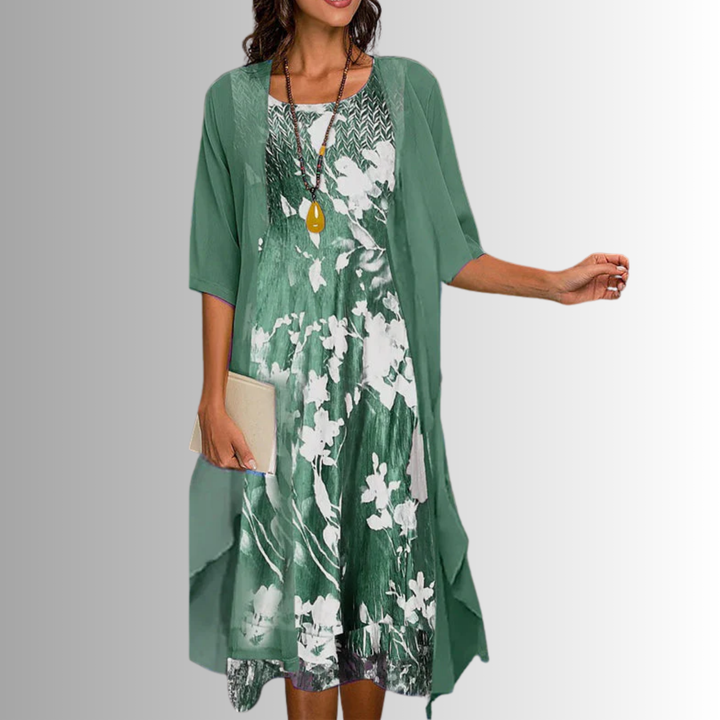 Helen – Printed Layered Midi Dress for Effortless Summer Style