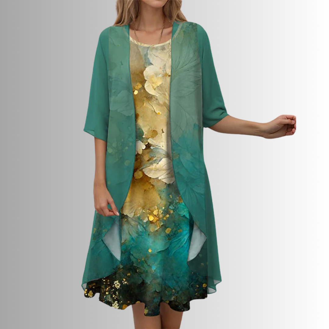 Helen – Printed Layered Midi Dress for Effortless Summer Style