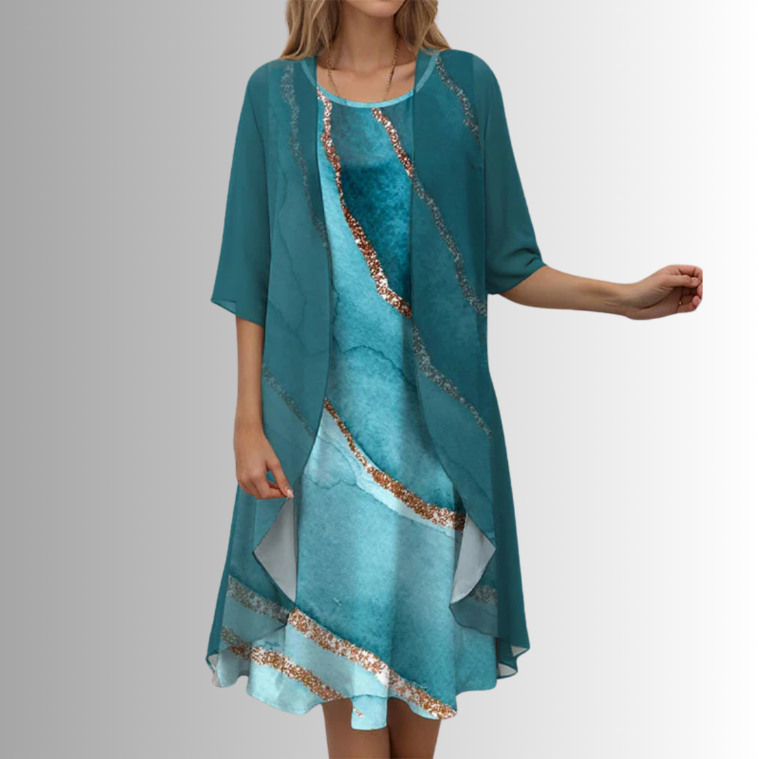 Helen – Printed Layered Midi Dress for Effortless Summer Style