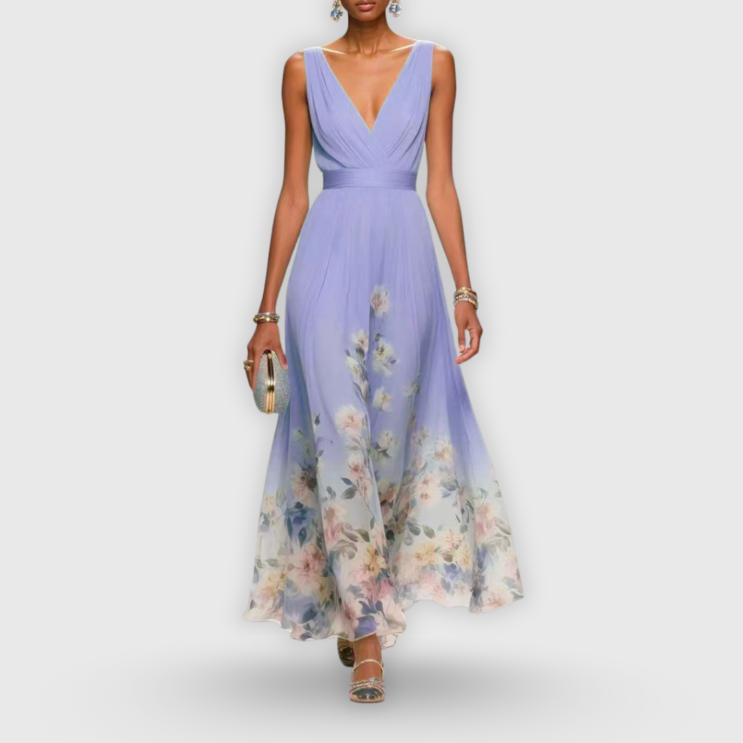 Josephine – V-Neck Floral Maxi Wedding Guest Dress