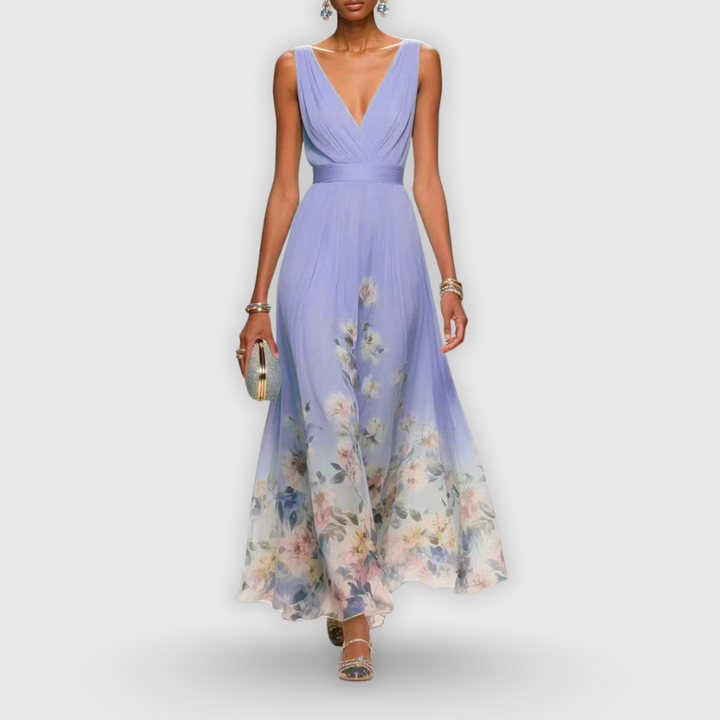 Josephine – V-Neck Floral Maxi Wedding Guest Dress