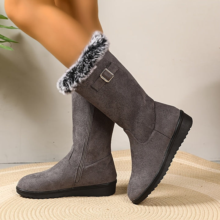 Tilda – Shearling-Cuff Buckle Snow Boots for Women