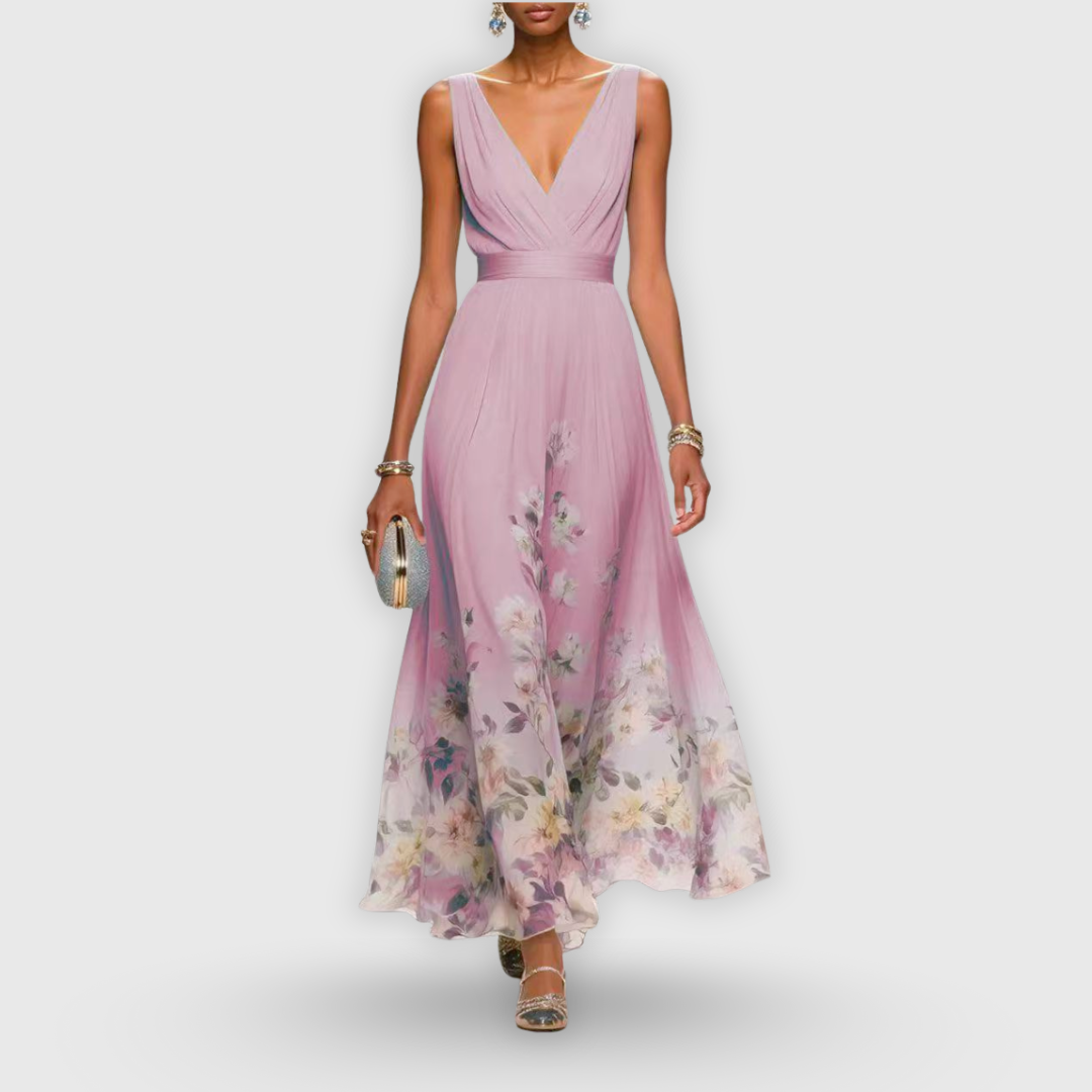 Josephine – V-Neck Floral Maxi Wedding Guest Dress
