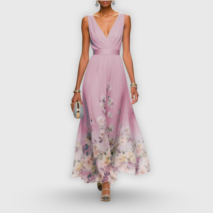Josephine – V-Neck Floral Maxi Wedding Guest Dress