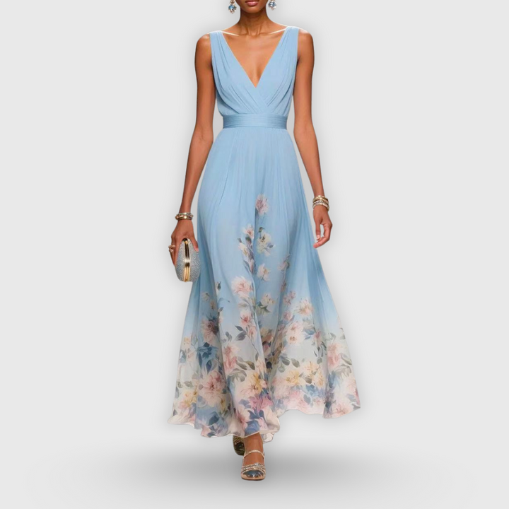 Josephine – V-Neck Floral Maxi Wedding Guest Dress