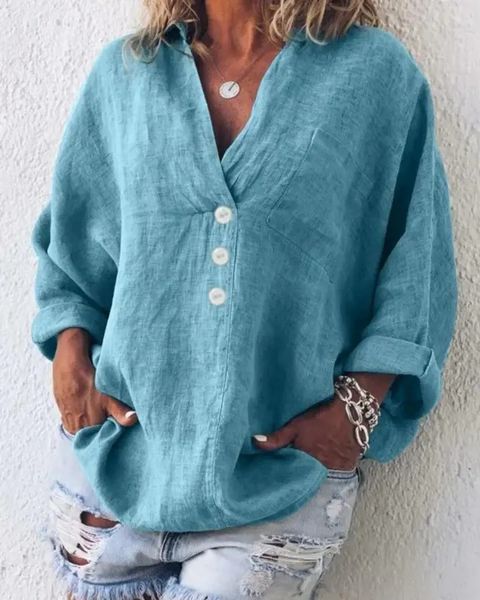 Anastasia – Button-Down Blouse with Relaxed Long Sleeves