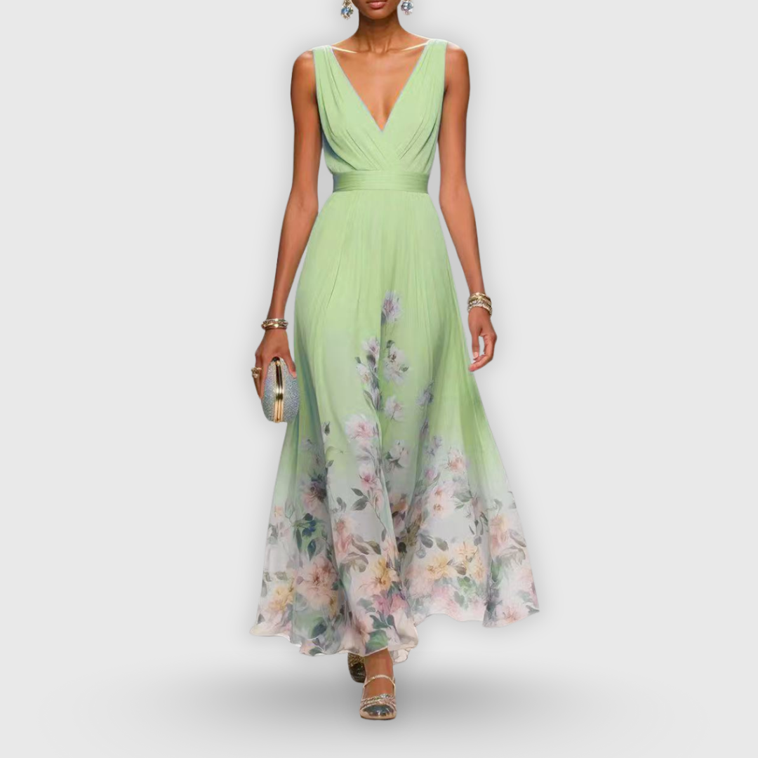 Josephine – V-Neck Floral Maxi Wedding Guest Dress