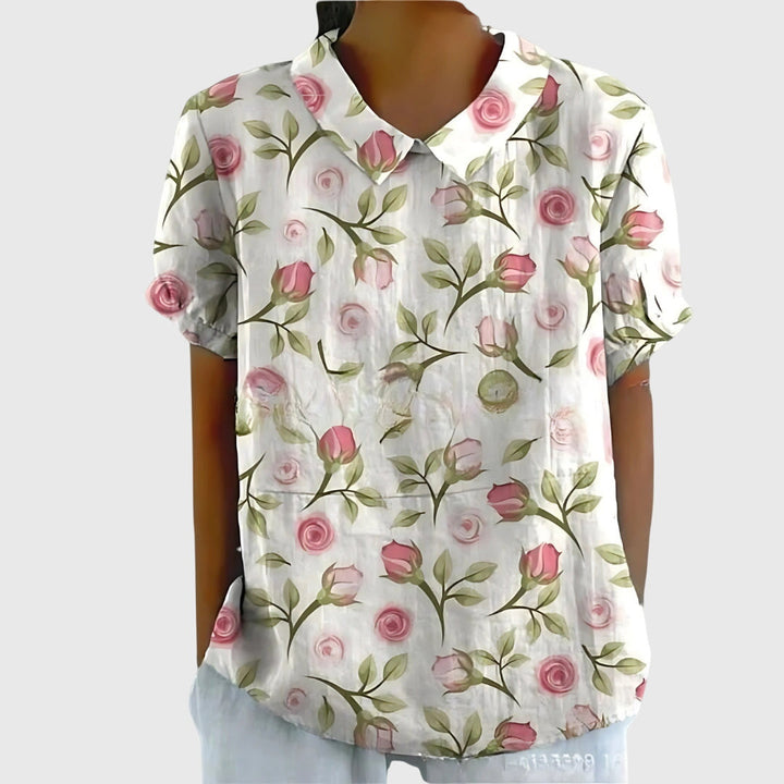 Madison – Flowy Floral Blouse with Short Sleeves