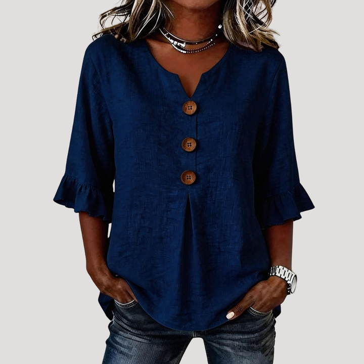 Mara – Ruffle Sleeve Button Blouse