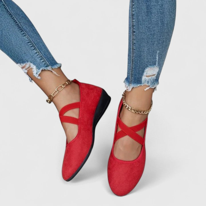 Sheila – Ballet Flats with Crossover Ankle Straps