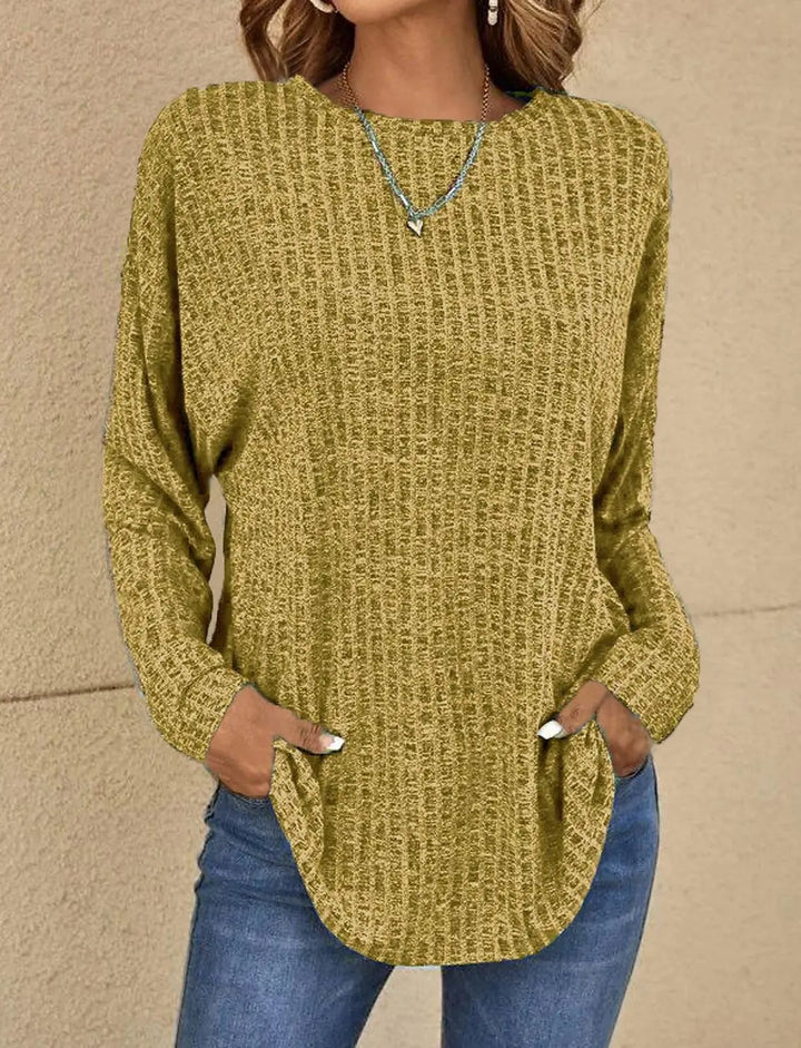 Annie – Waffle-Textured Long Sleeve Top