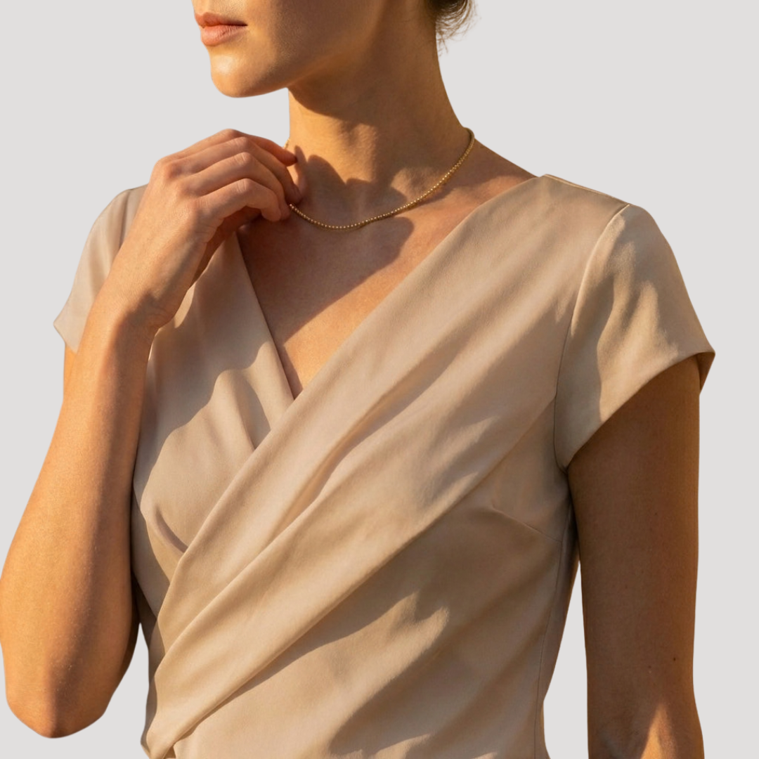 Kristen – Wrap V-Neck Cap Sleeve Blouse