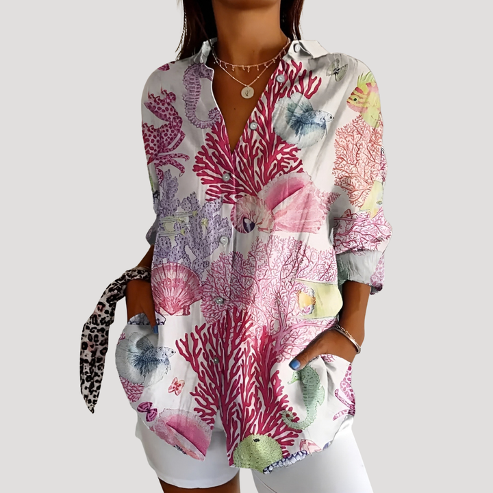 Lena – Women's Floral Button Down Blouse