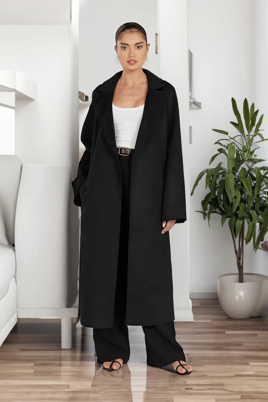 Madeleine – Oversized Maxi Coat with Wide Notch Lapel