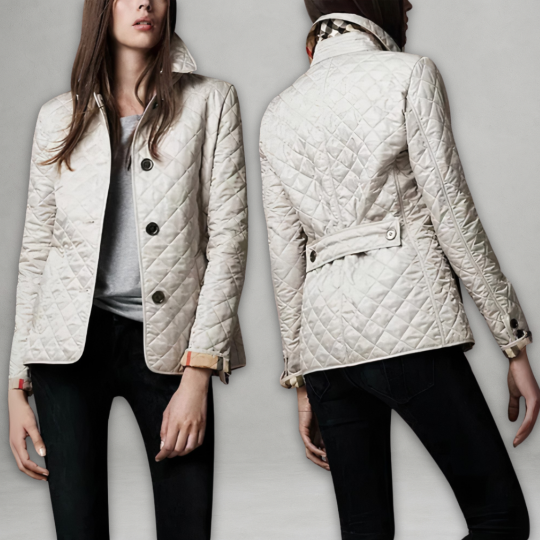 Rhea – Diamond-Quilted Collared Jacket for Women