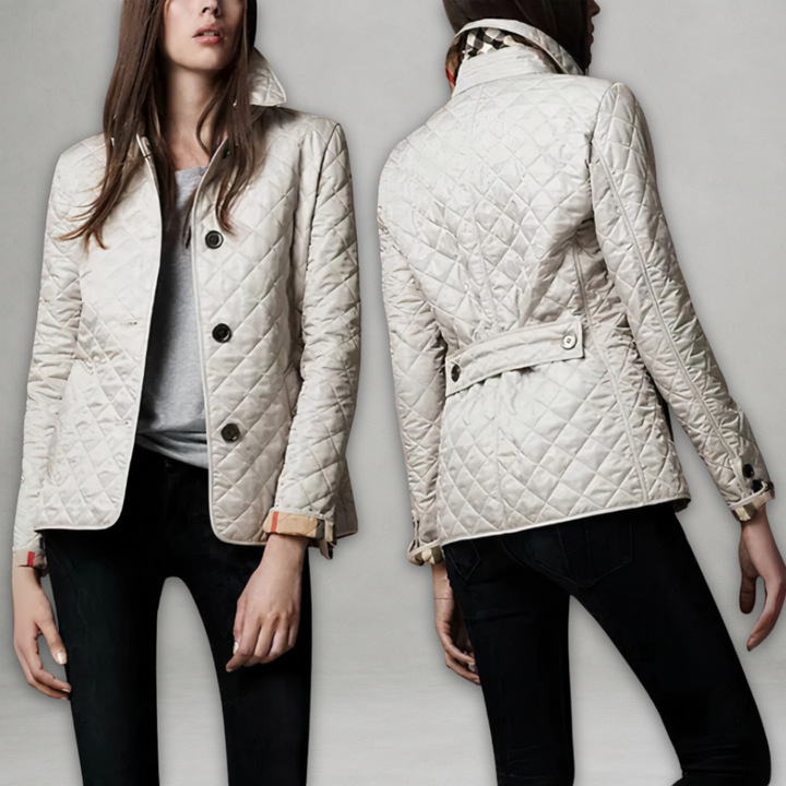 Rhea – Diamond-Quilted Collared Jacket for Women