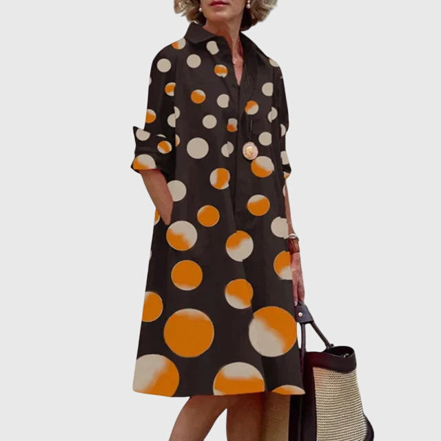Eliza – Collared Midi Shirt Dress with Pockets