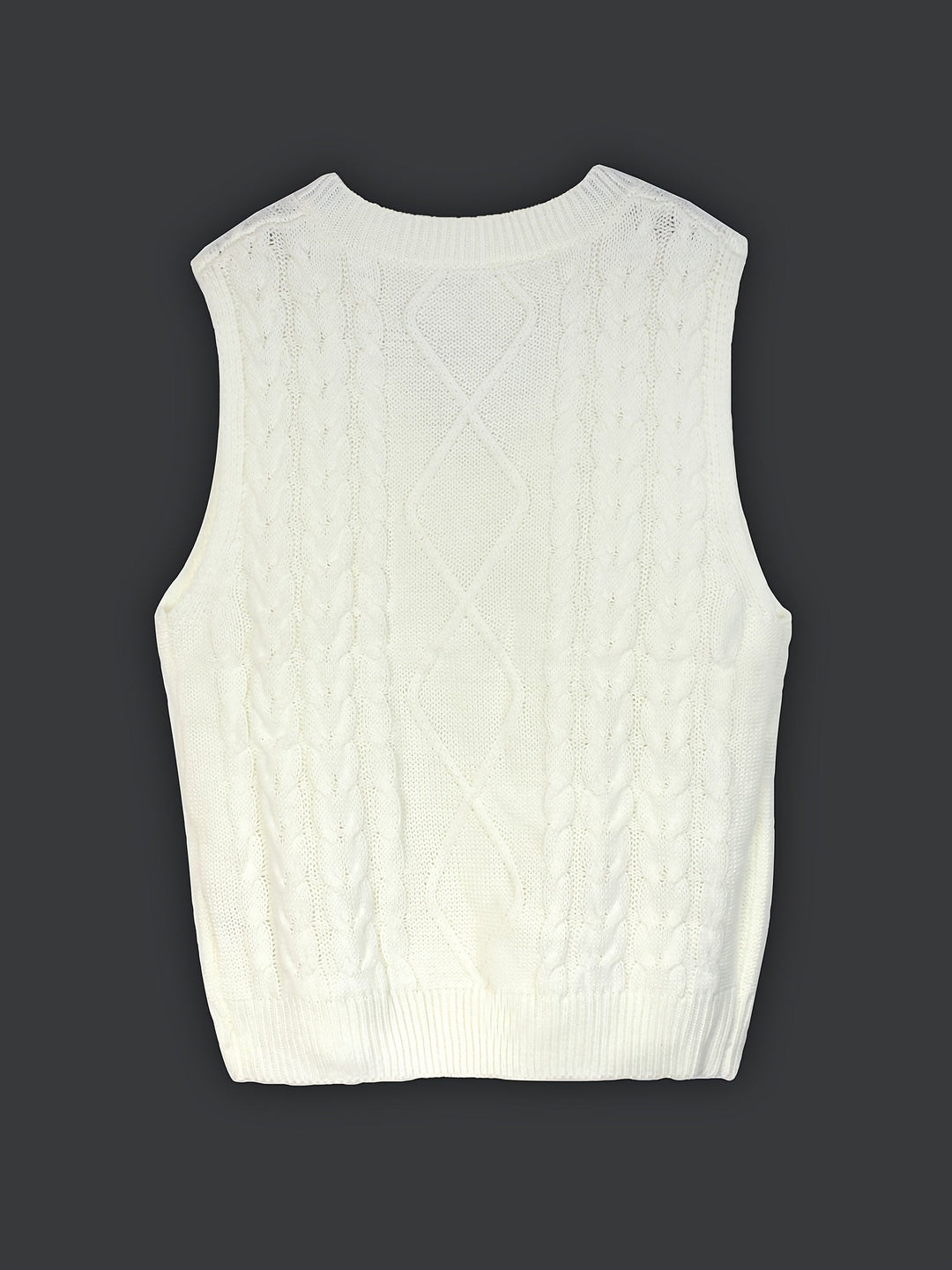 Gwendolen – Cable-Stitch V-Neck Sweater Vest for Women