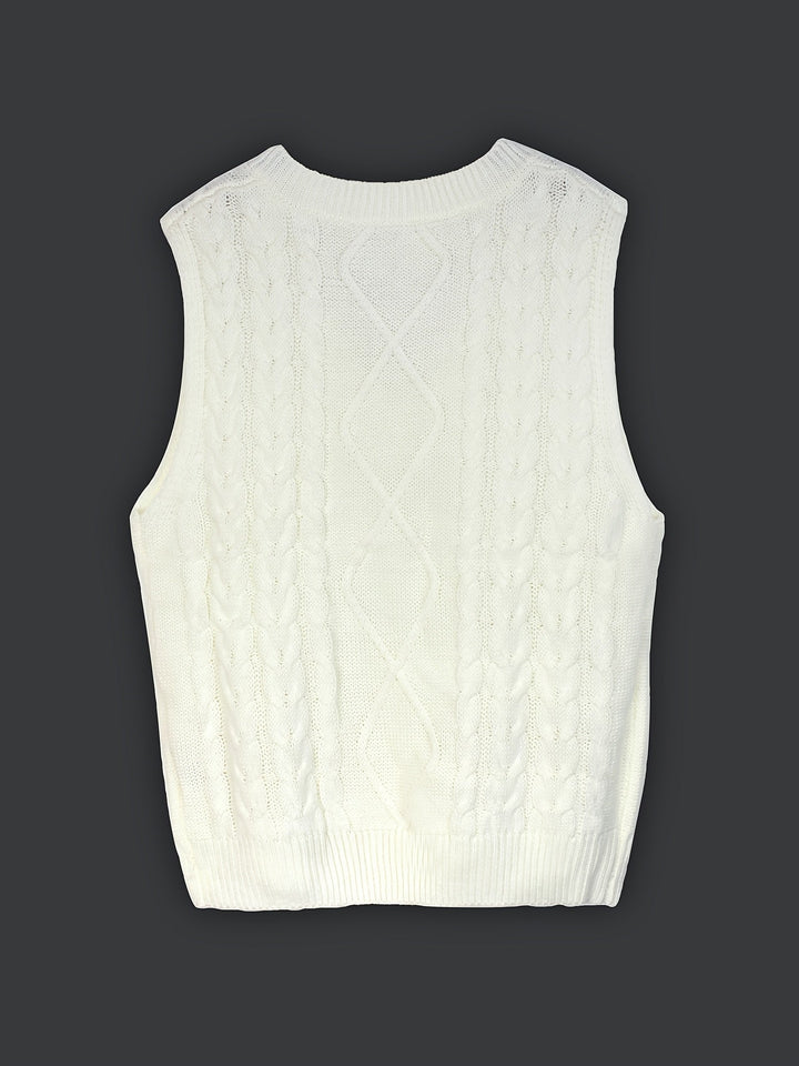 Gwendolen – Cable-Stitch V-Neck Sweater Vest for Women