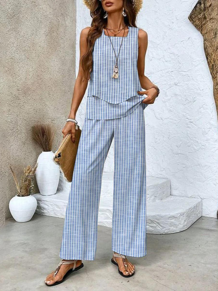 Ann – Printed Wide-Leg Two Piece Set