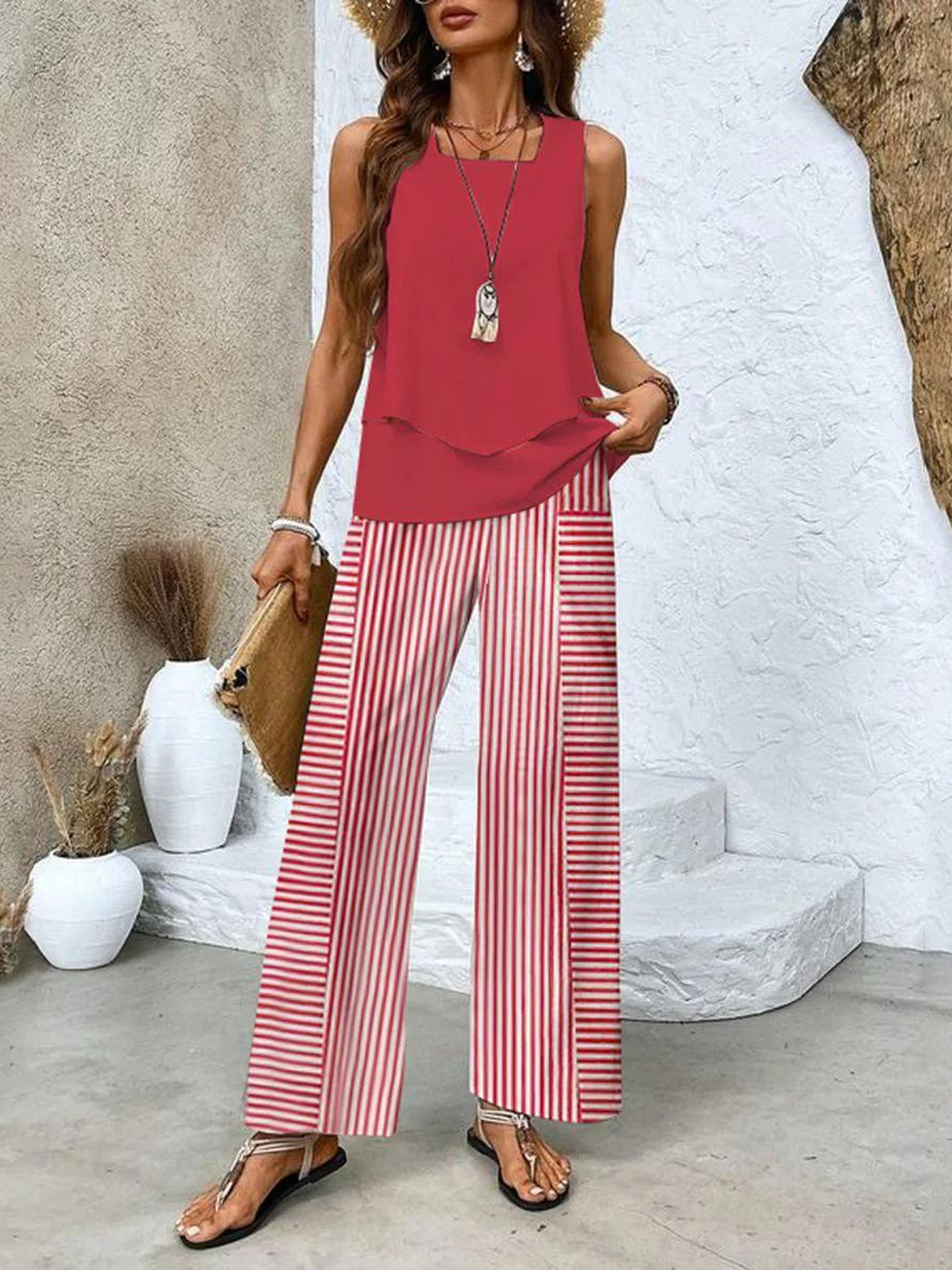 Ann – Printed Wide-Leg Two Piece Set