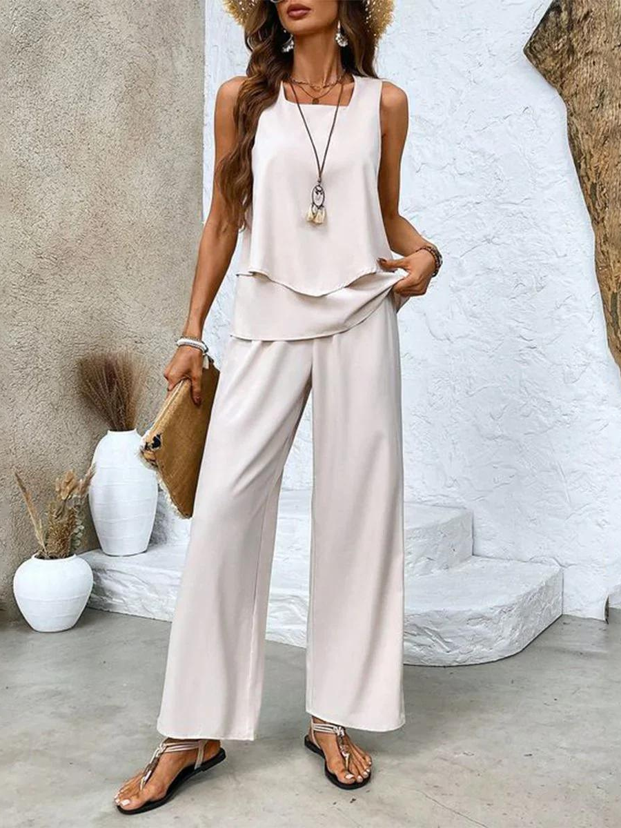 Ann – Printed Wide-Leg Two Piece Set