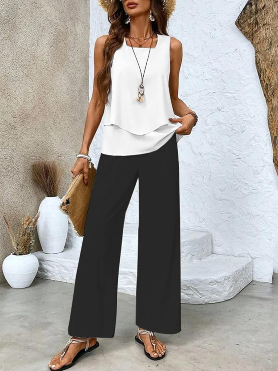 Ann – Printed Wide-Leg Two Piece Set