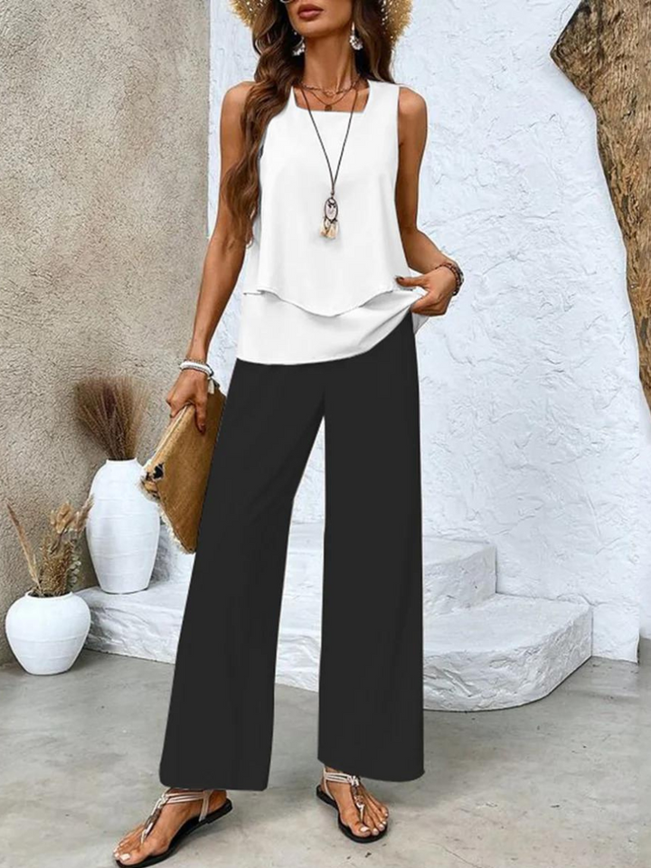 Ann – Printed Wide-Leg Two Piece Set