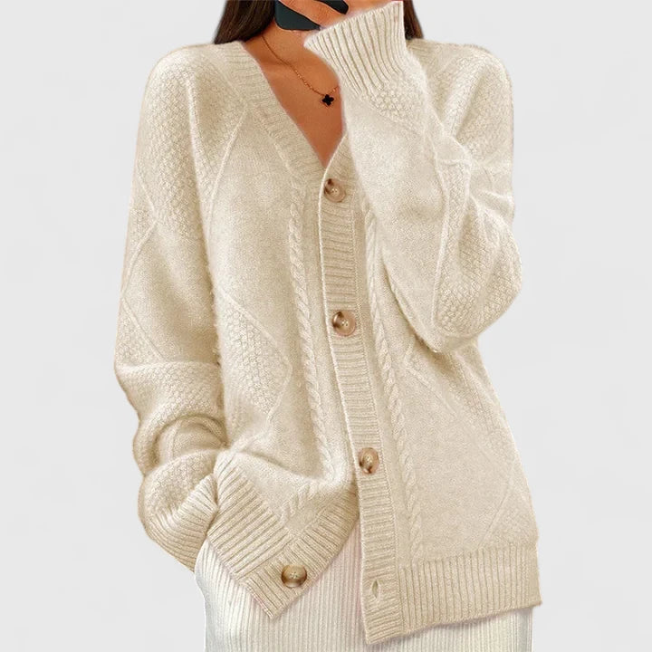 Juliette – V-Neck Cable-Stitch Cardigan for Women